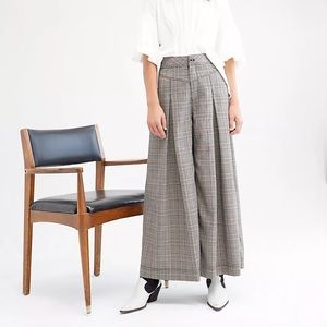 Free People Extreme Tailored Wide-Leg Pants Size 10 Plaid Houndstooth